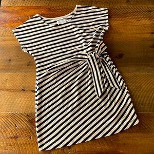 ANTHROPOLOGY SATURDAY SUNDAY Yael Textured Striped Tie Front Dress, size Large